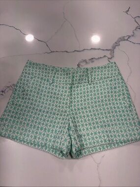 New York & Company 7th Avenue Mint Green Patterned High-Waist Shorts